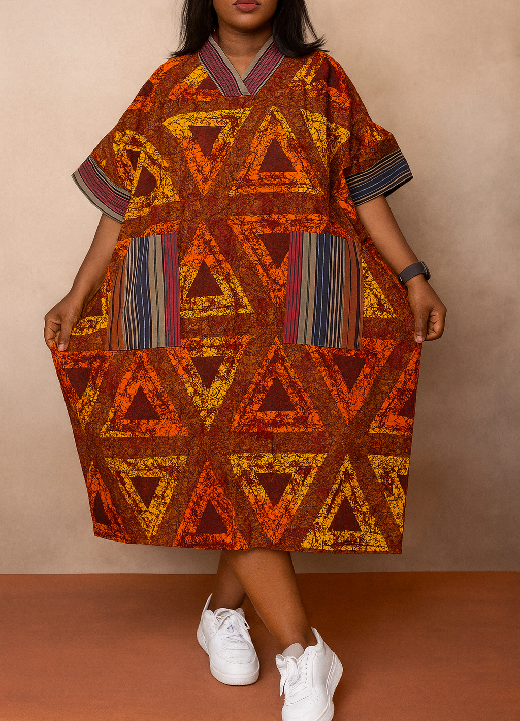 Atilola Ankara Dress - Orange Multi