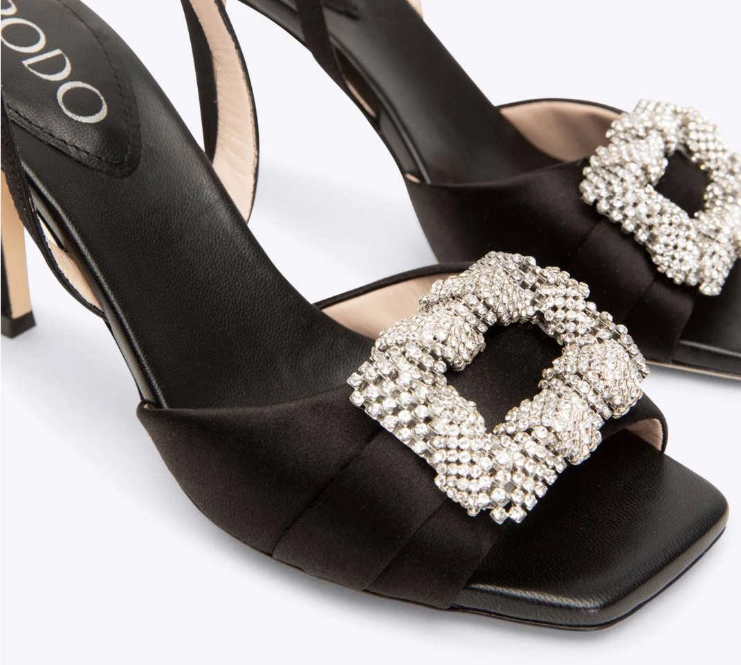 Rodo Black Satin Sandals