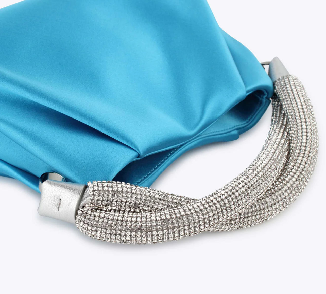 Rodo Blue Top Handle Satin Clutch