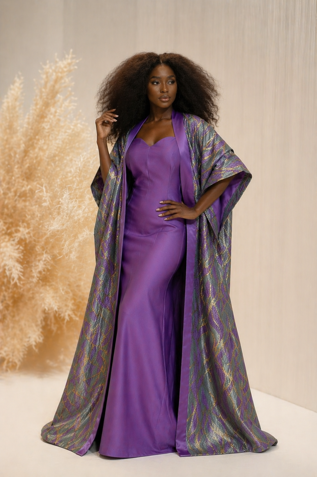 Leila Brocade Kimono Dress Set