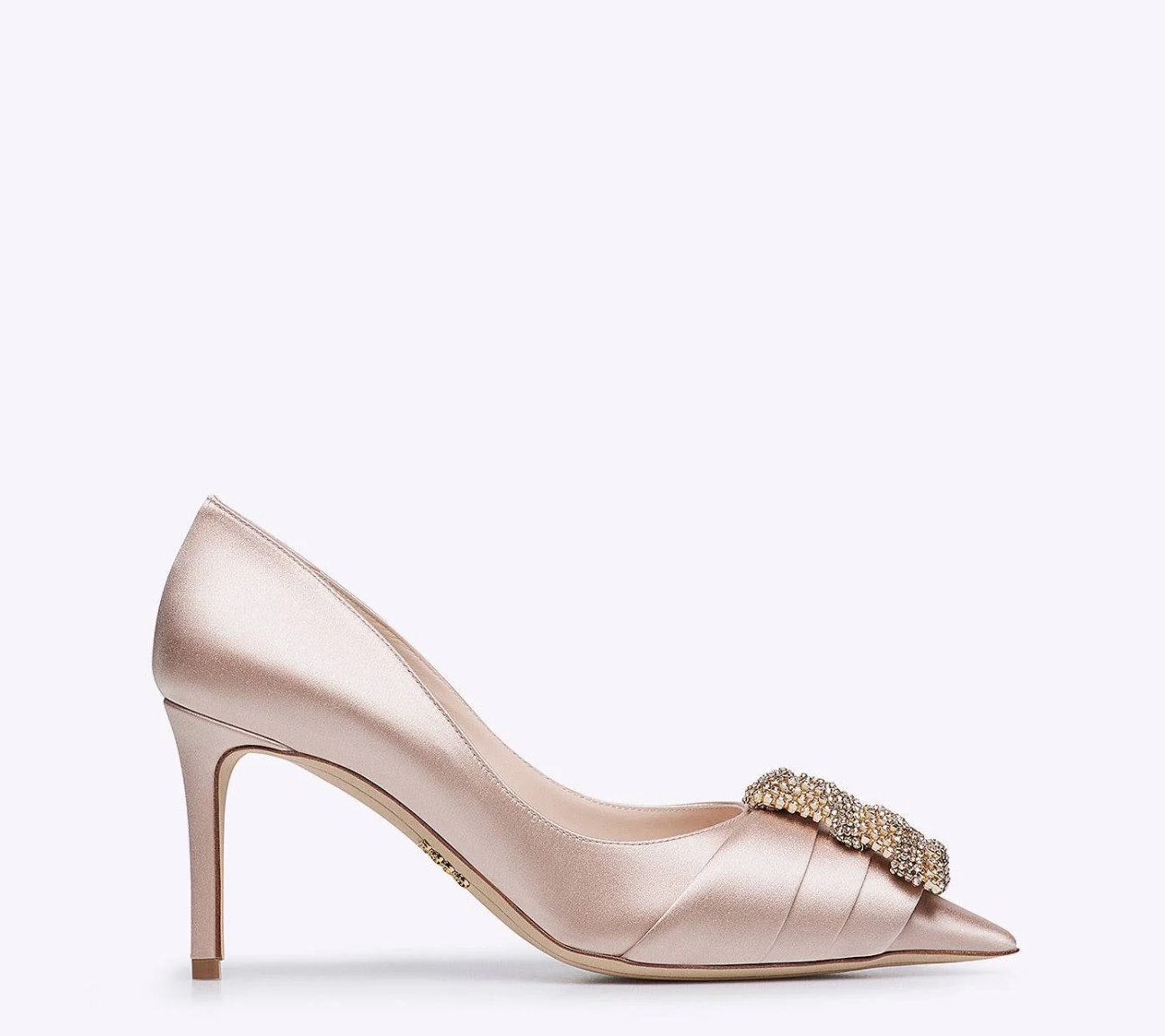 Rodo Blush Satin Pump with Jeweled Buckle