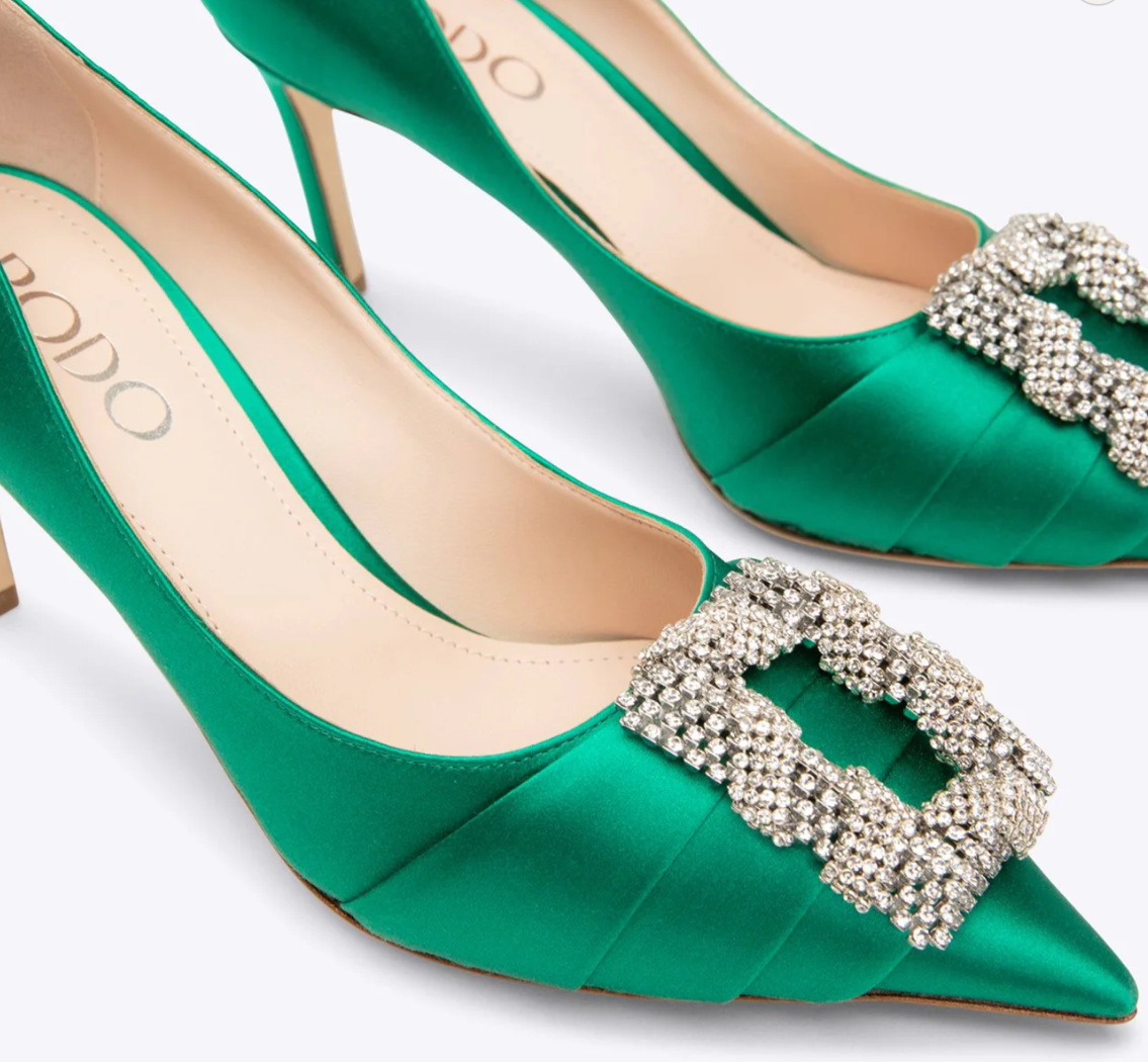 Tahlia Green Satin Pumps
