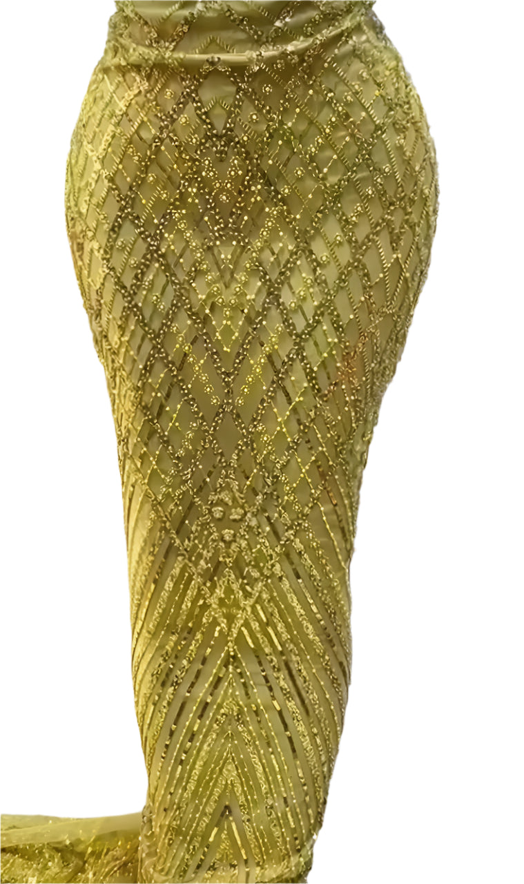 Lime Beaded Lace