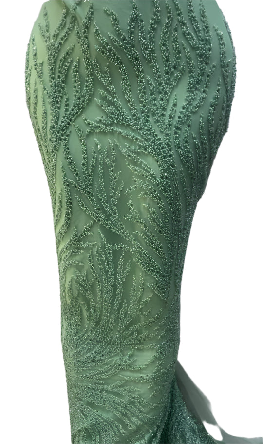 Light Green Beaded Lace - 5 Yards
