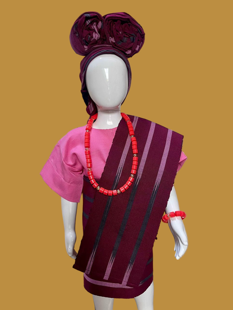 Apeke Girls' Asooke Traditional – Pink Multi
