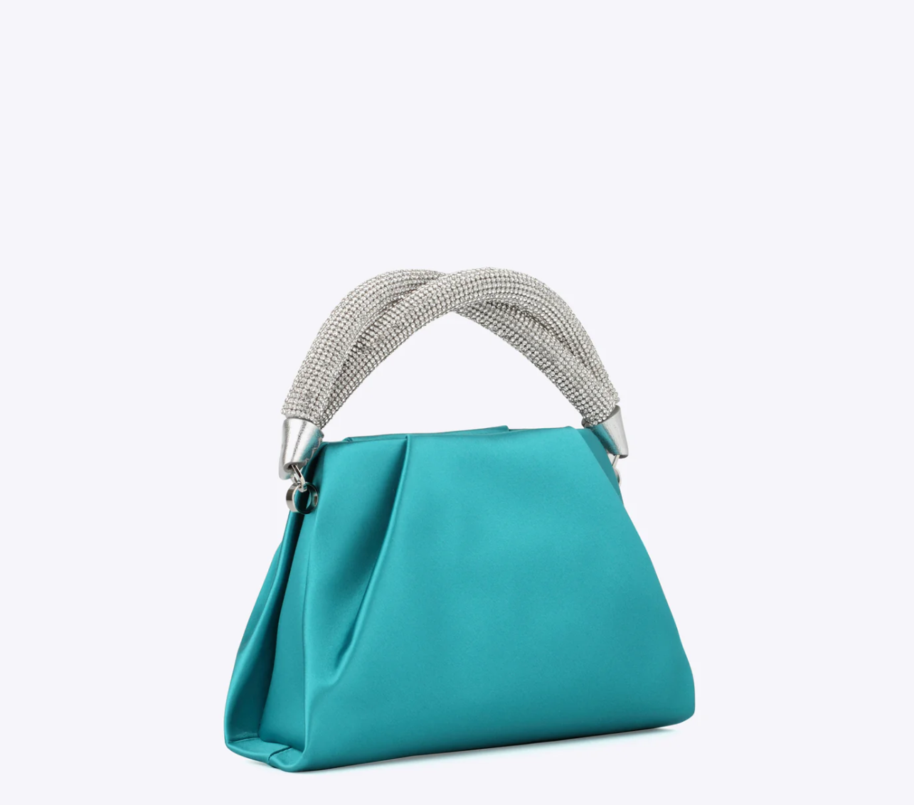 Rodo Teal Top Handle Satin Clutch