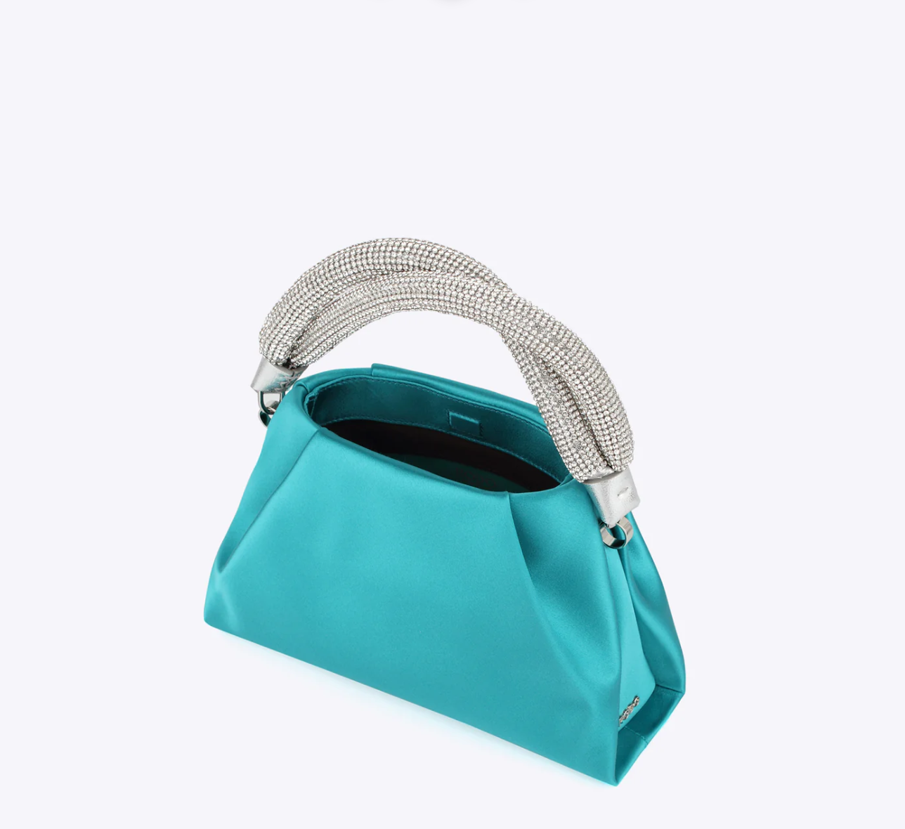 Rodo Teal Top Handle Satin Clutch