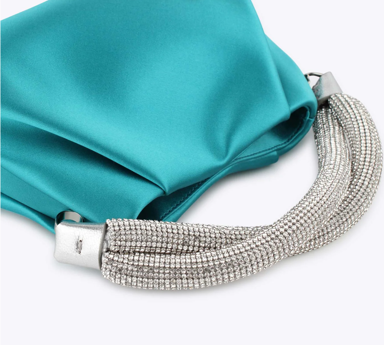 Rodo Teal Top Handle Satin Clutch