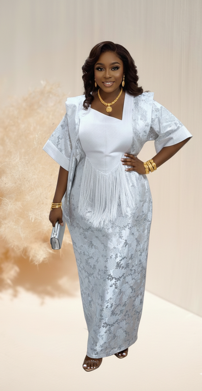 Amara Platinum White Luxe Boubou