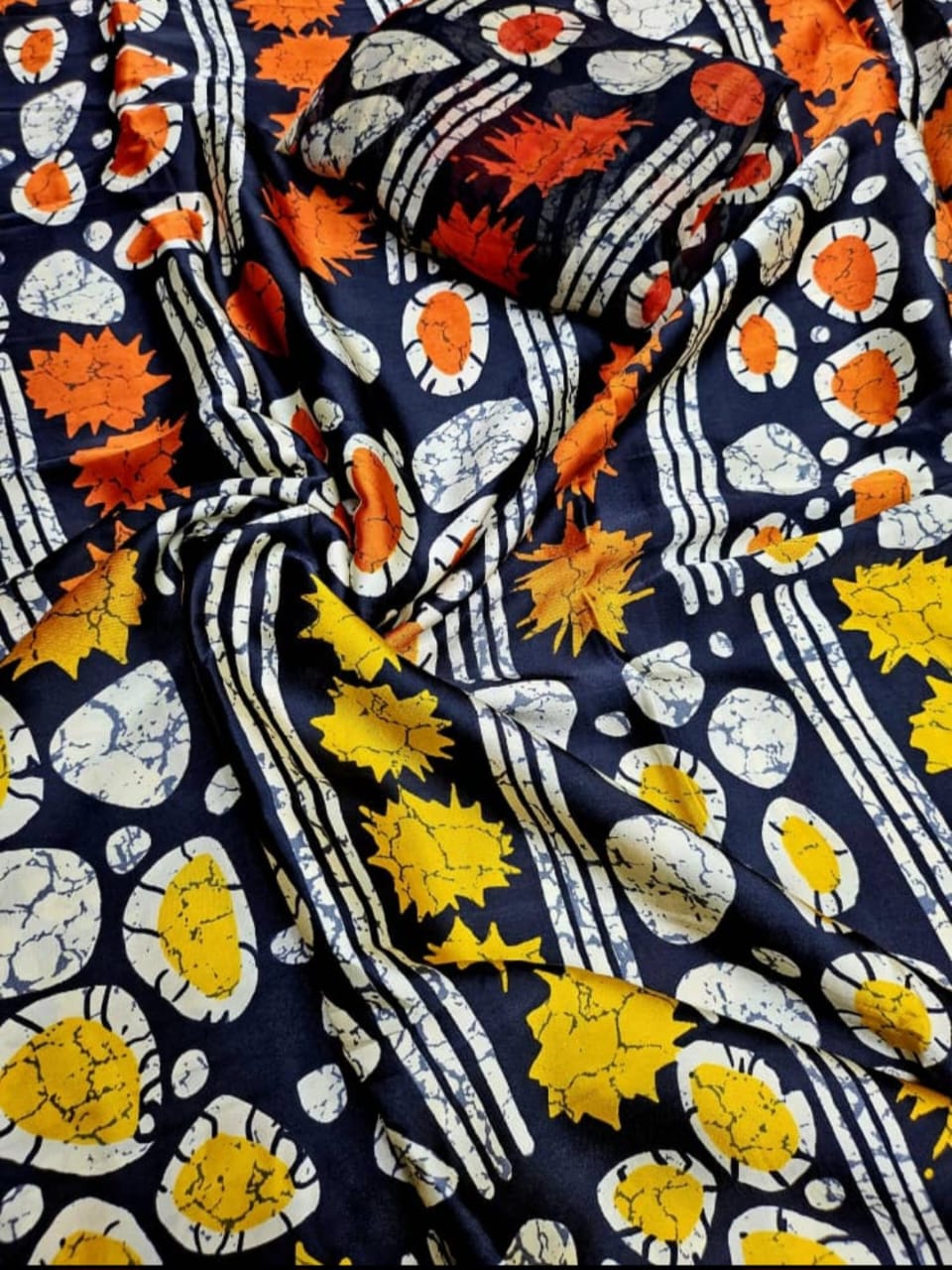 Adire Silk & Chiffon Fabric - 005