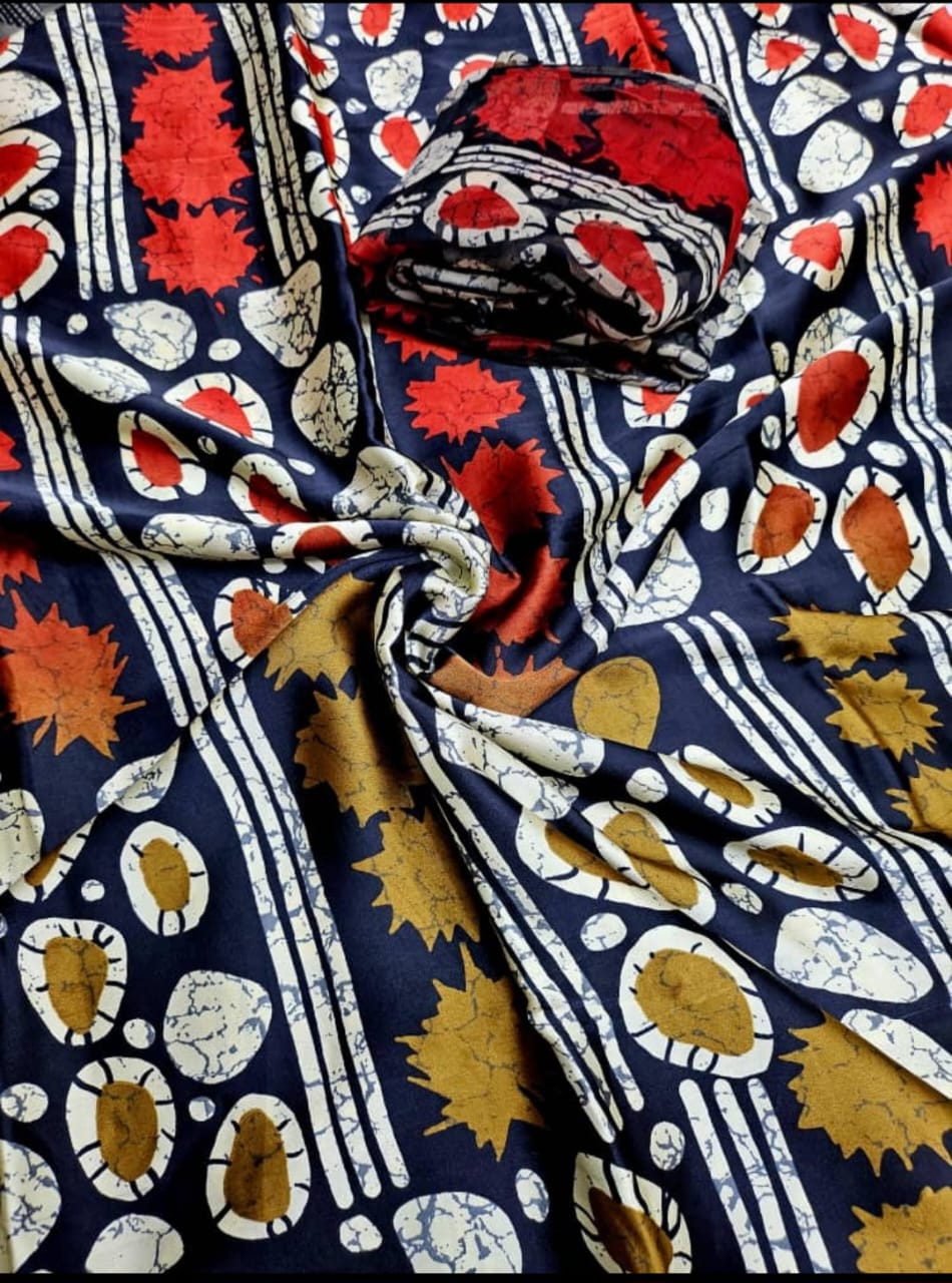 Adire Silk & Chiffon Fabric - 005