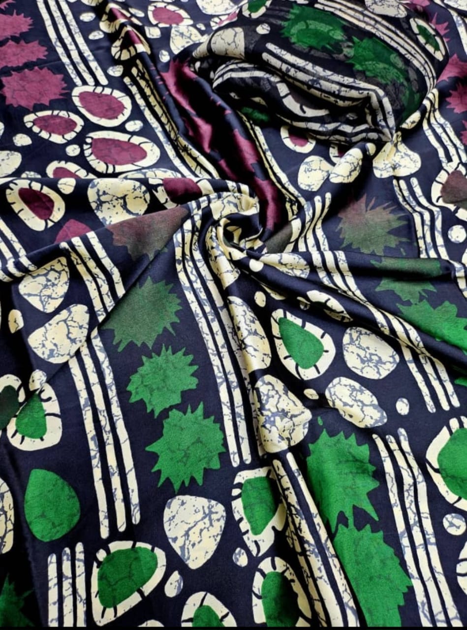 Adire Silk & Chiffon Fabric - 005