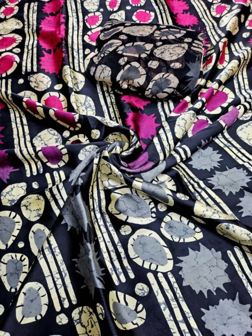 Adire Silk & Chiffon Fabric - 005