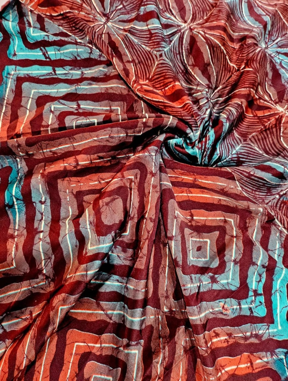 Adire Silk & Chiffon Fabric - 006