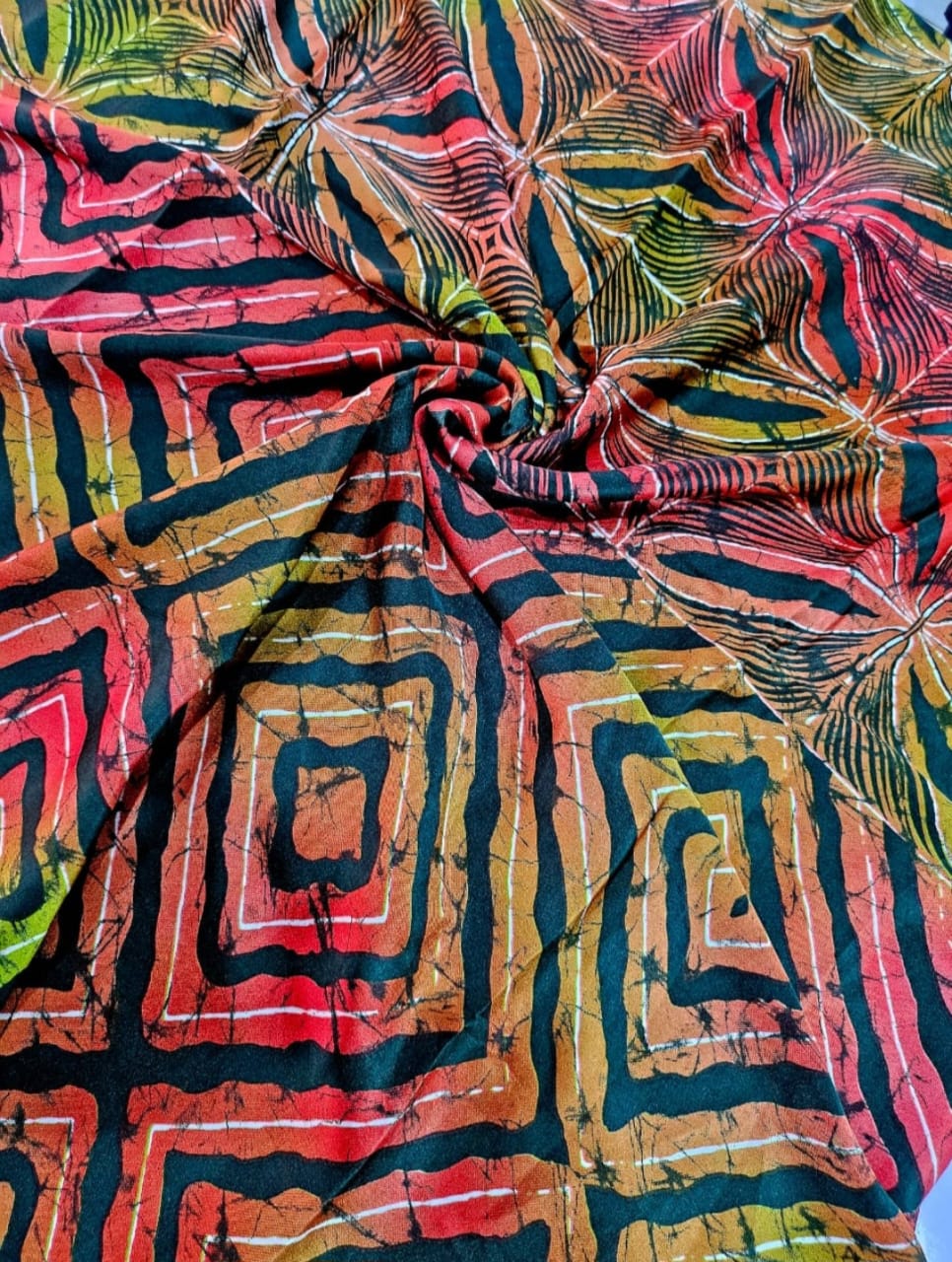 Adire Silk & Chiffon Fabric - 006