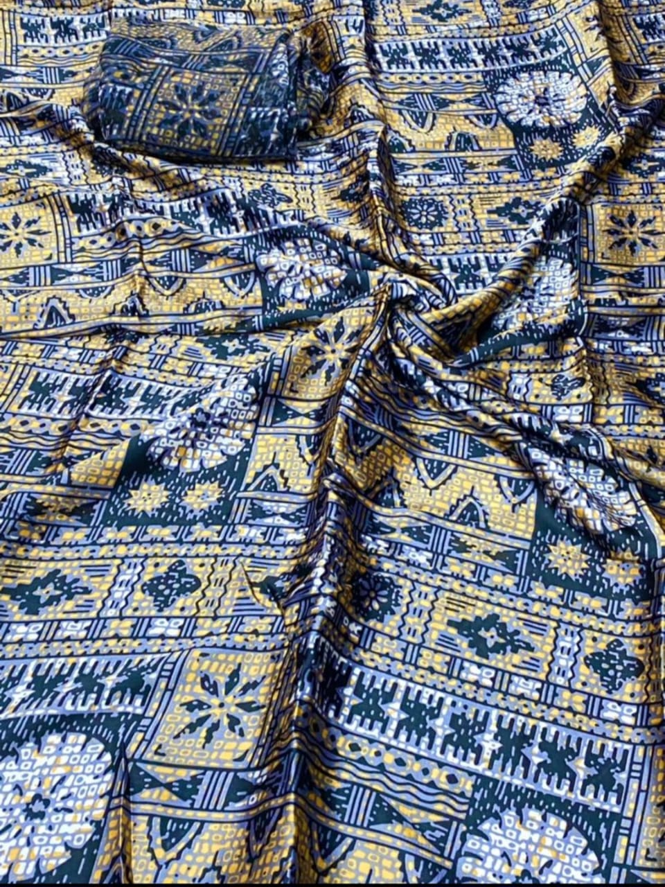 Adire Silk & Chiffon Fabric - 008