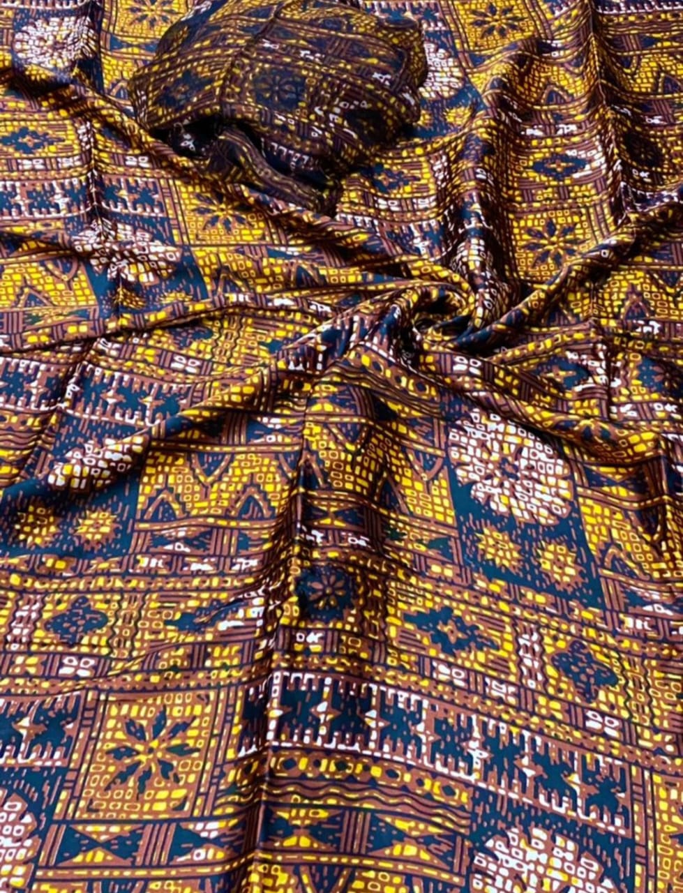 Adire Silk & Chiffon Fabric - 008