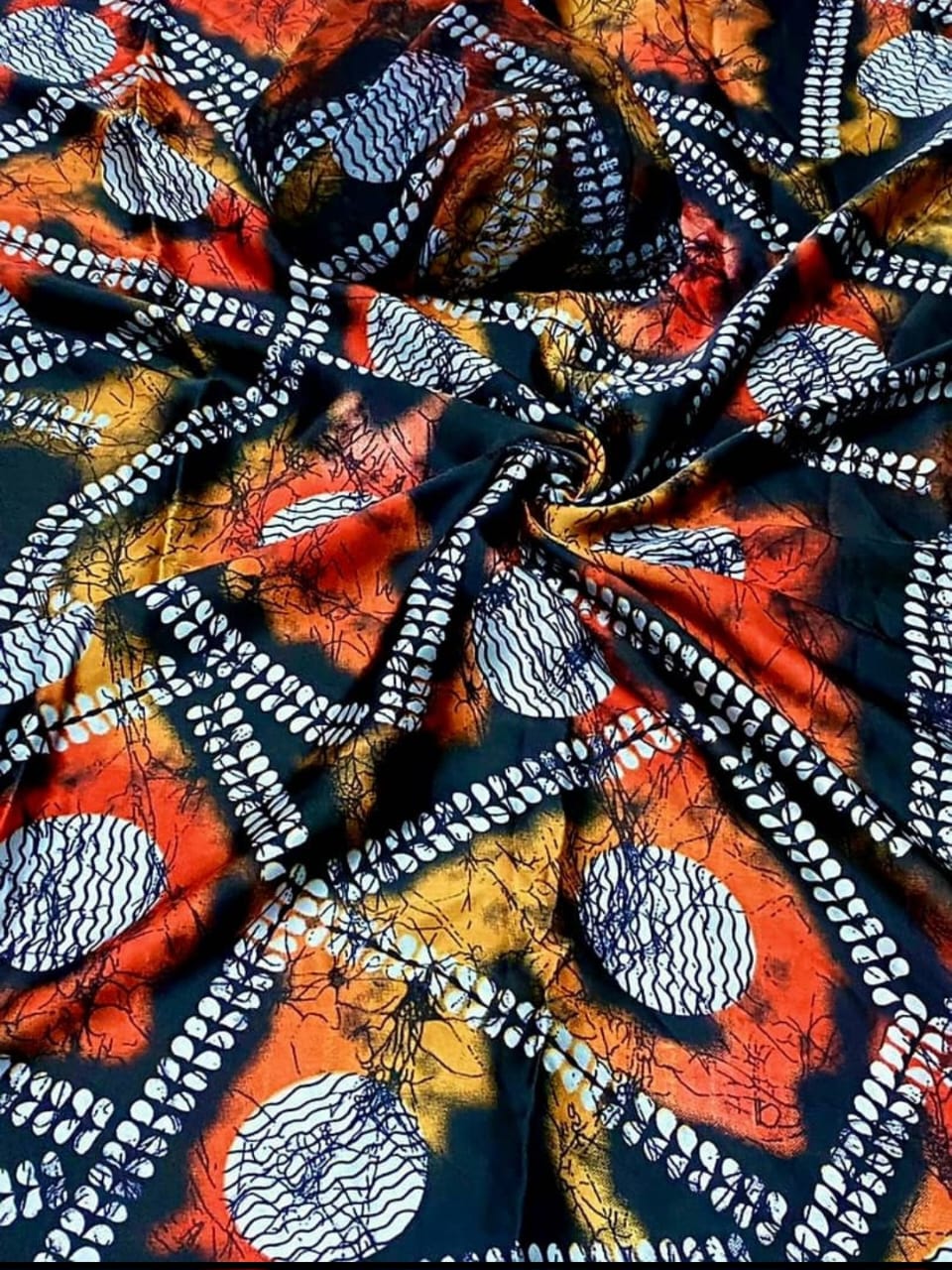 Adire Silk & Chiffon Fabric - 009