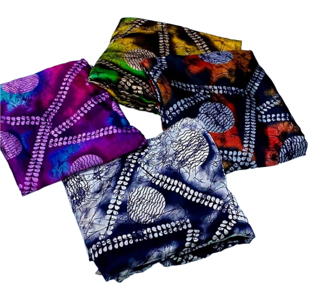 Adire Silk & Chiffon Fabric - 009