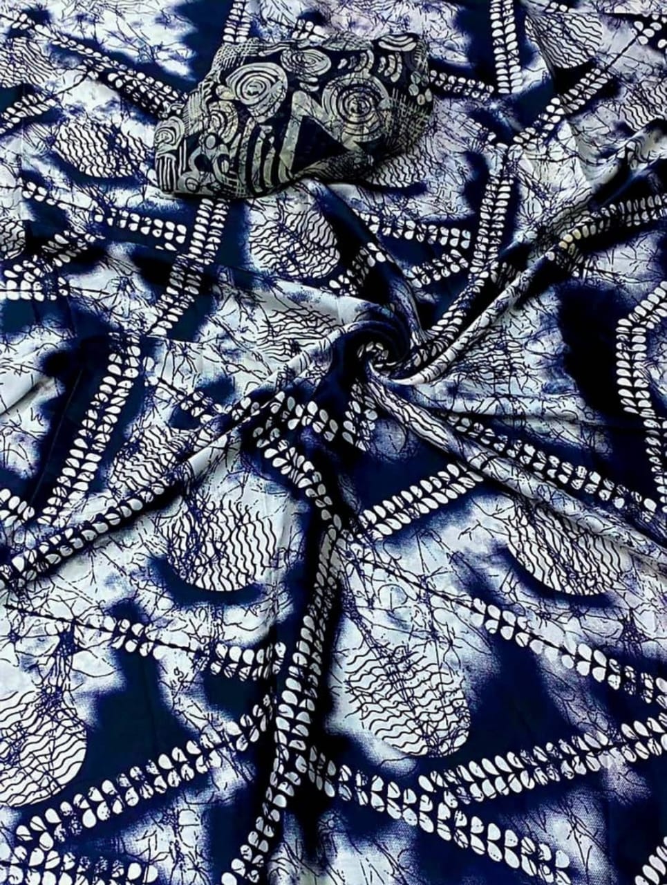 Adire Silk & Chiffon Fabric - 009