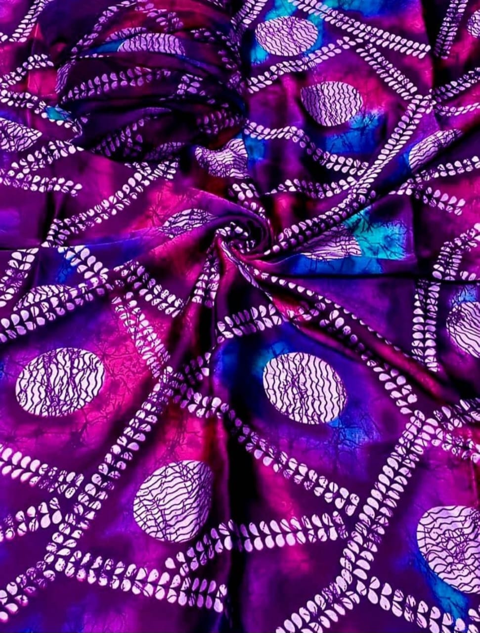 Adire Silk & Chiffon Fabric - 009