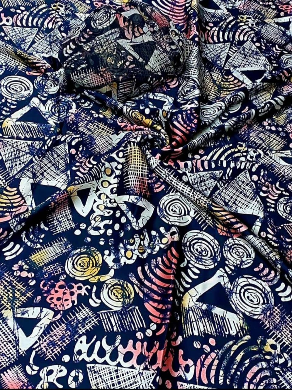 Adire Silk & Chiffon Fabric - 010