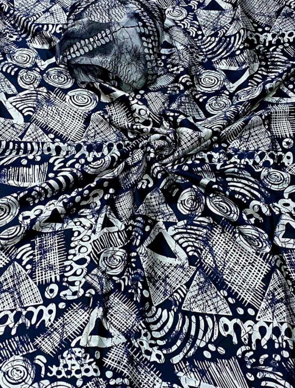 Adire Silk & Chiffon Fabric - 010