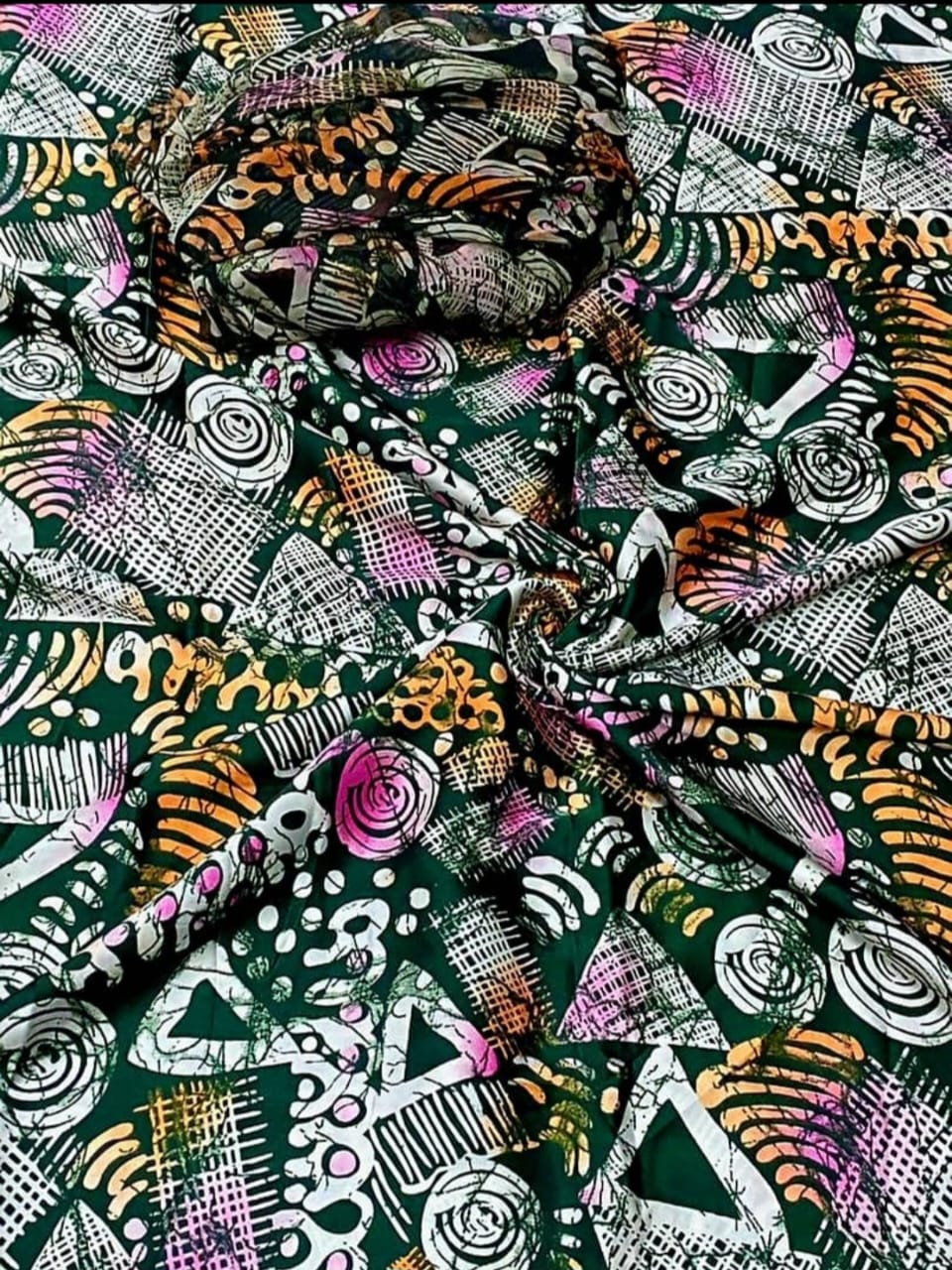 Adire Silk & Chiffon Fabric - 010