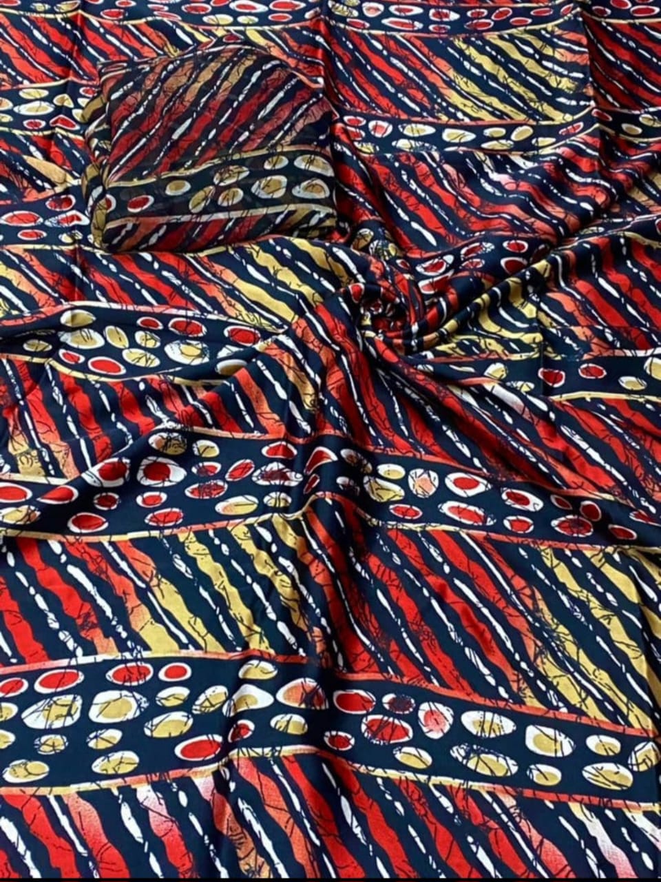 Adire Silk & Chiffon Fabric - 011