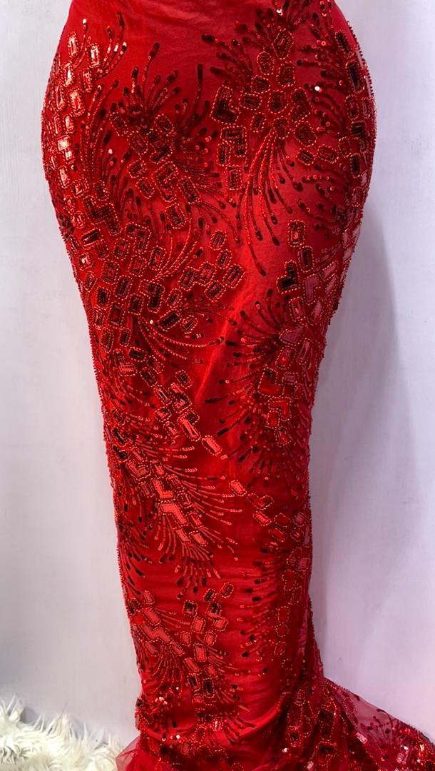 Red Beaded Lace - 5 yards