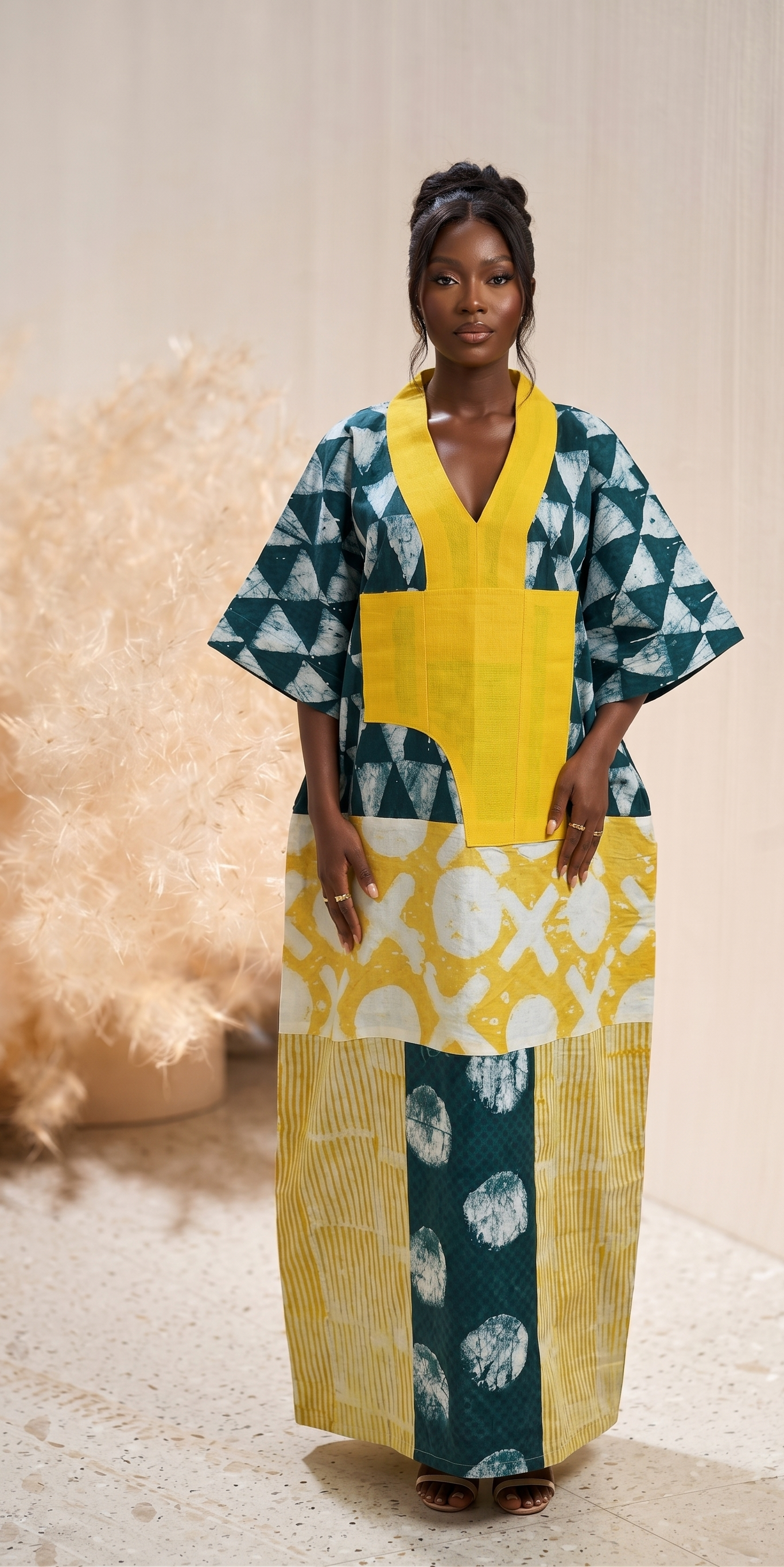 Folusho Adire Boubou - Yellow