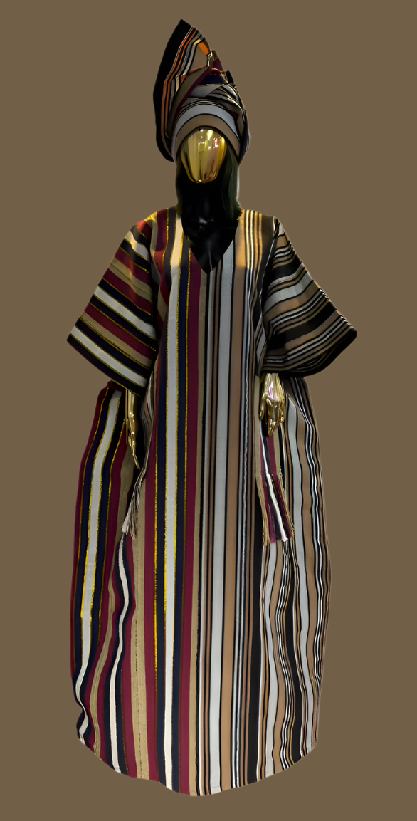 Abeni Aso Oke Agbada Dress - Striped