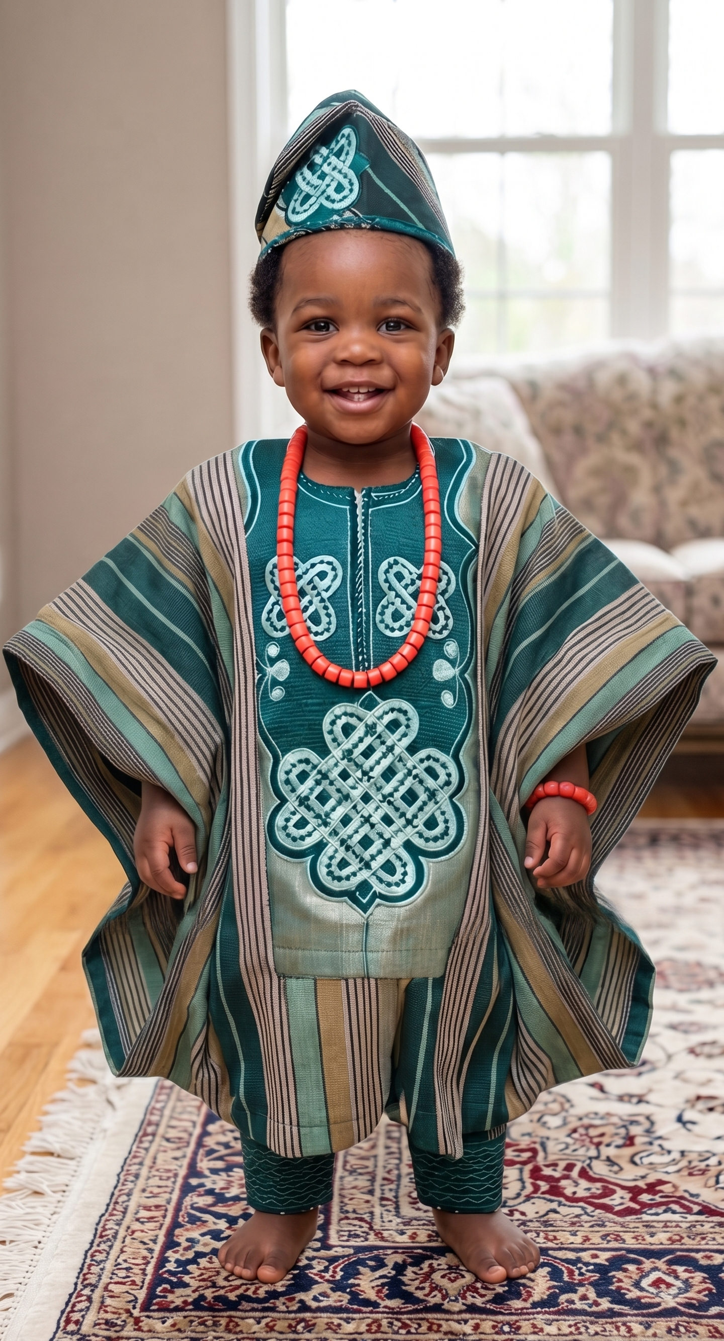 Ensemble Agbada 3 pièces Asooke Oluwatobi - Modèle 022