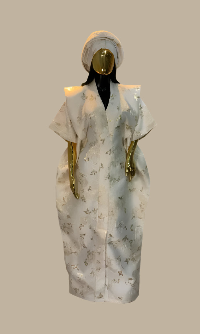 White and Gold African Boubou | Danshiki | Kaftan | Jalabiya | Rich Aunty | Nigerian Dress| Party Dress | Boubou| African Dress | Rich Madam