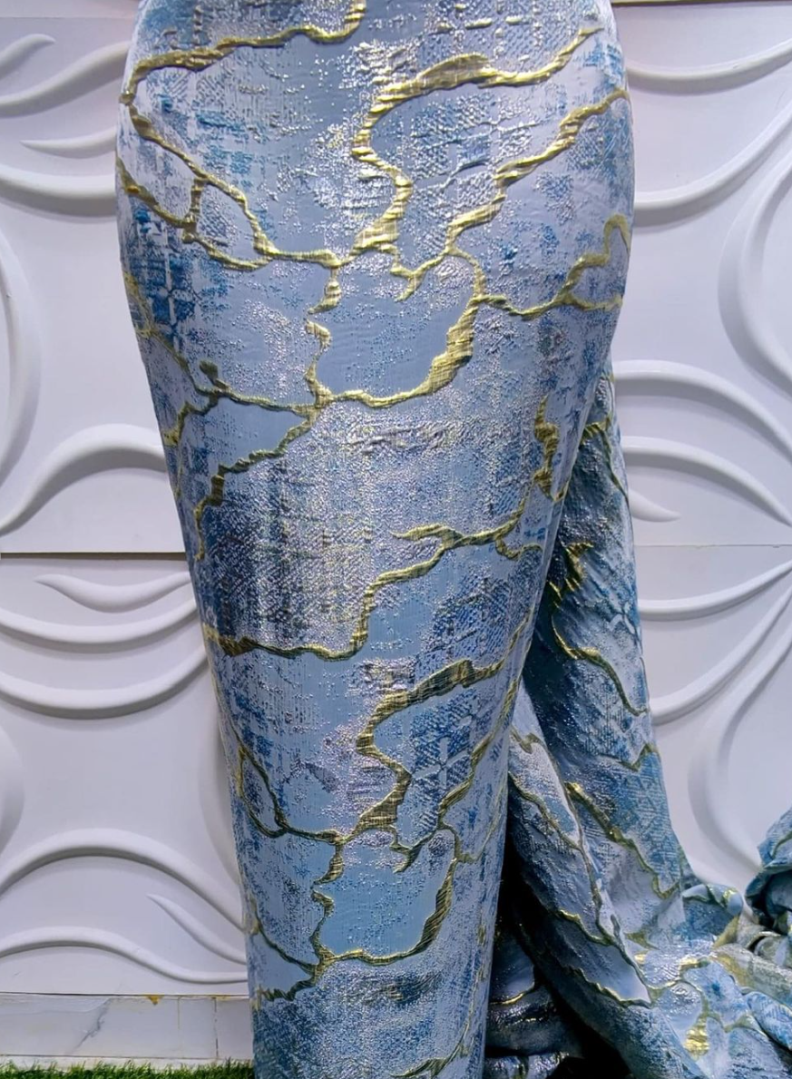 Light Blue Metallic Brocade