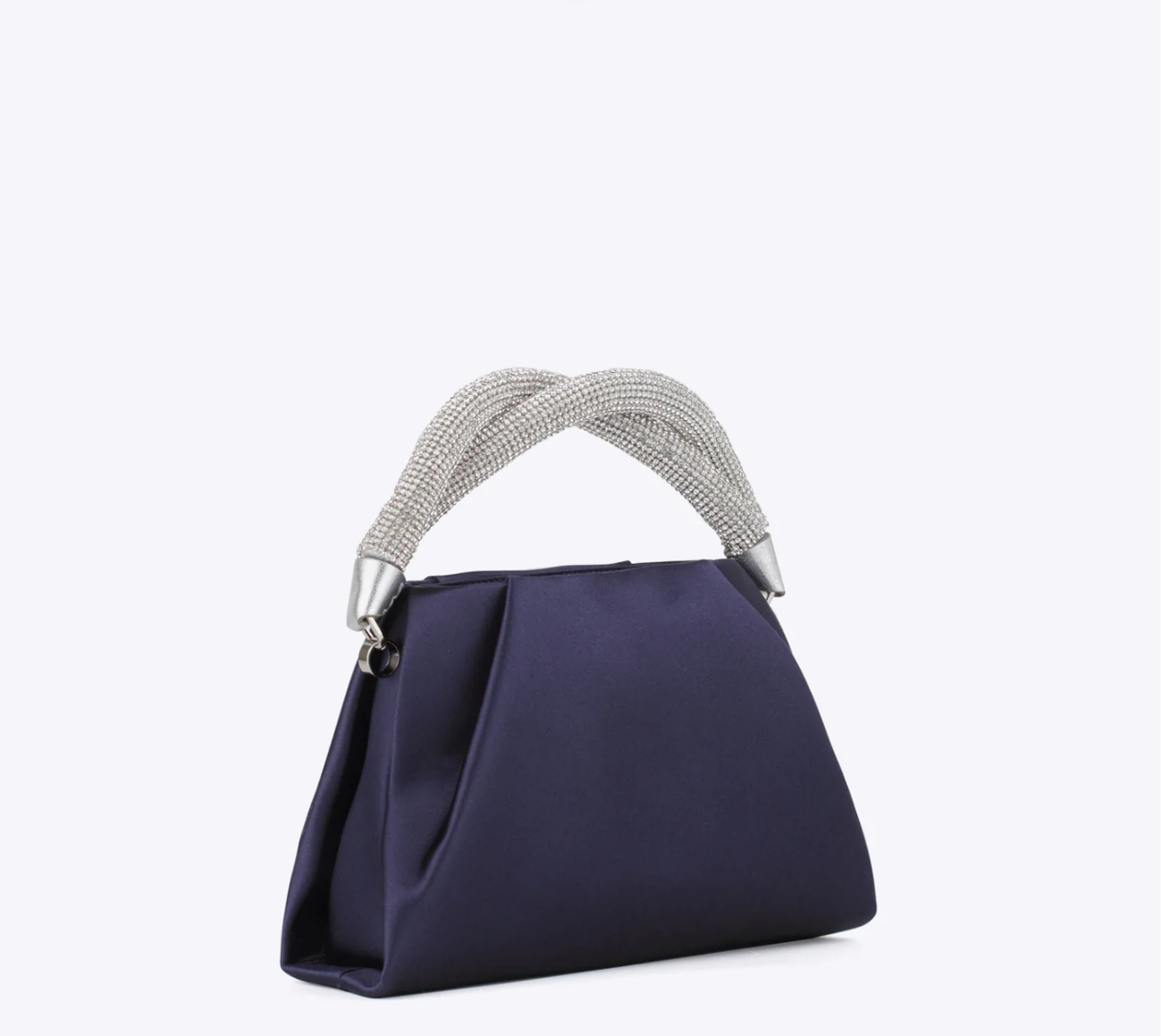Rodo Navy Top Handle Satin Clutch