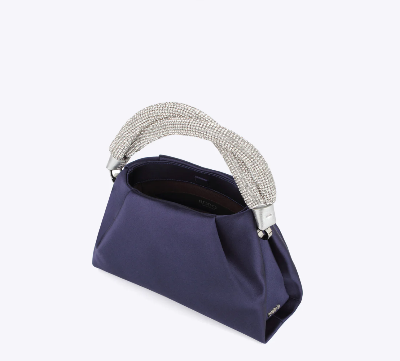 Rodo Navy Top Handle Satin Clutch