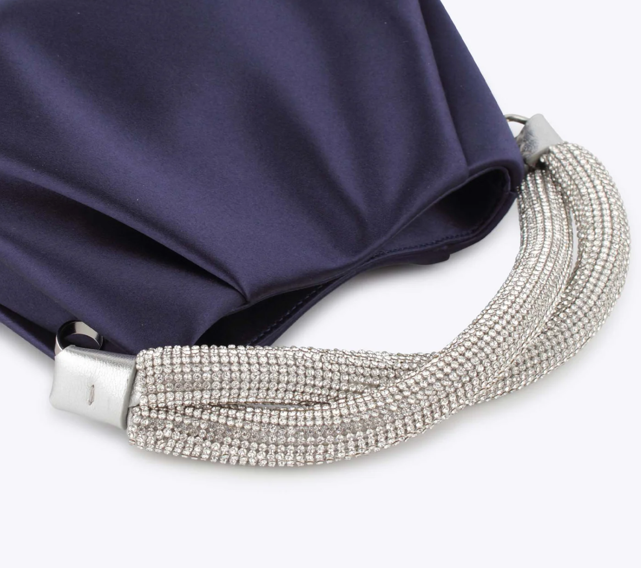 Rodo Navy Top Handle Satin Clutch