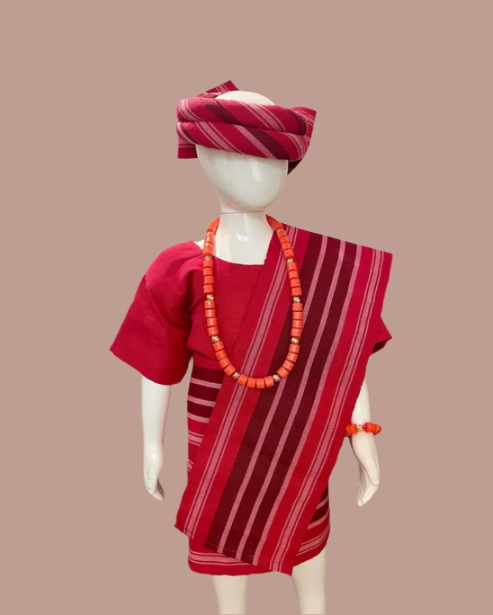 Apeke Girls' Asooke Traditional Set – Red