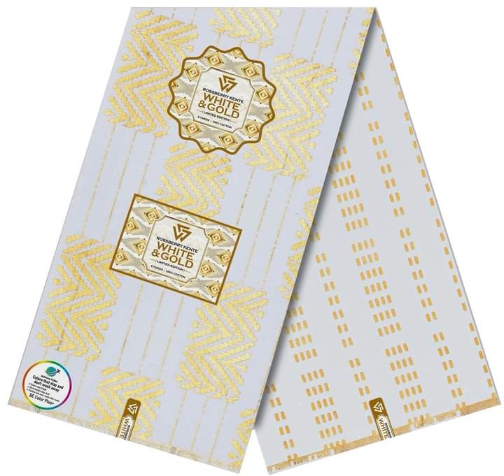 Rossberry Kente Ankara - White & Gold