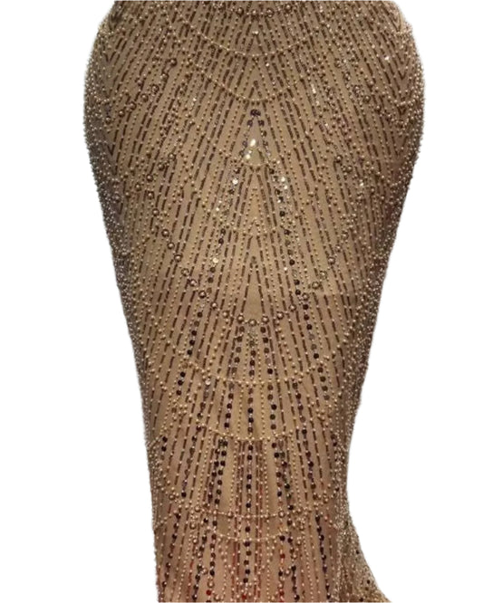 Mink Beaded Lace - 5 Yards