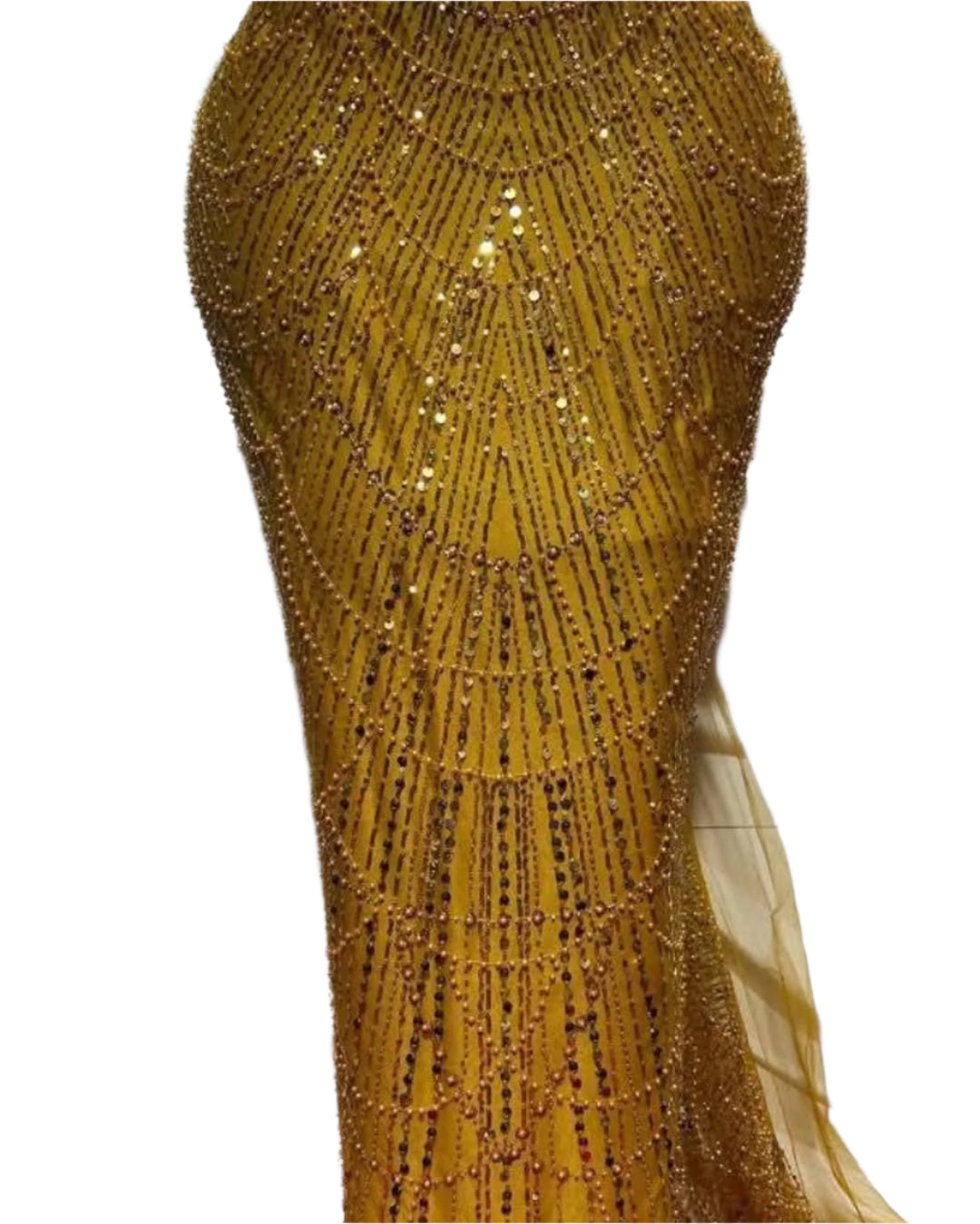 Mustard Beaded Lace - 5 Yards