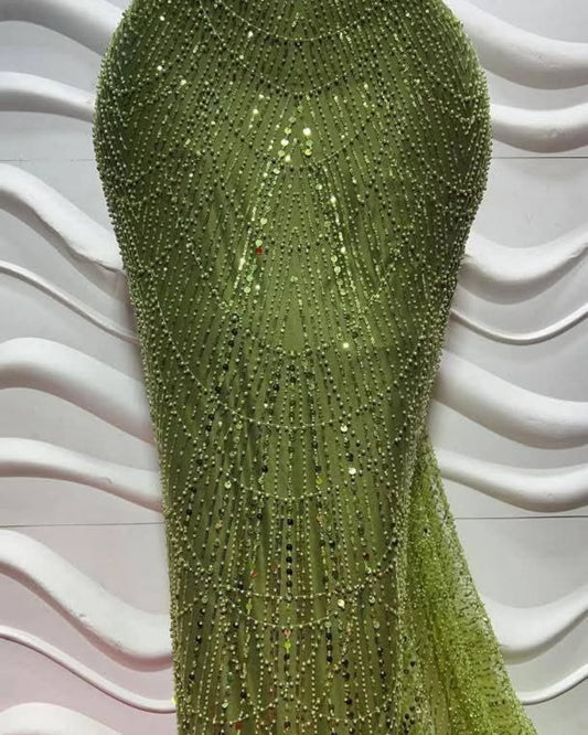 Green Beaded Lace - 5 Yards