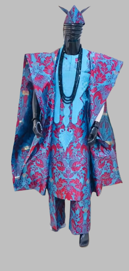 Akanni Agbada with Matching Cap