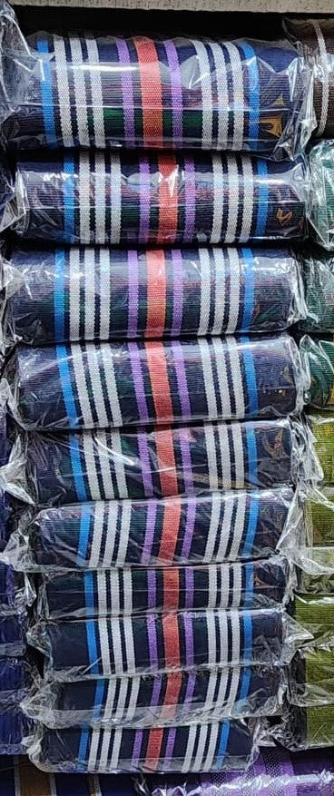 Vintage Cotton Aso Oke Bundle - Multicoloured Navy