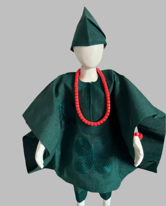 Oluwatobi Boys' Agbada Set –  Green