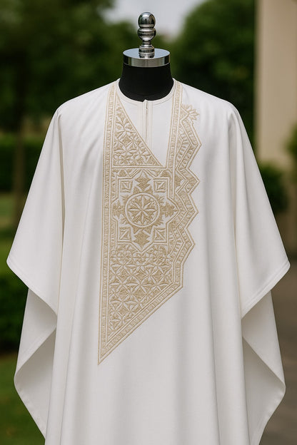 Agbada with gold embroidery for special African events and celebrations. 