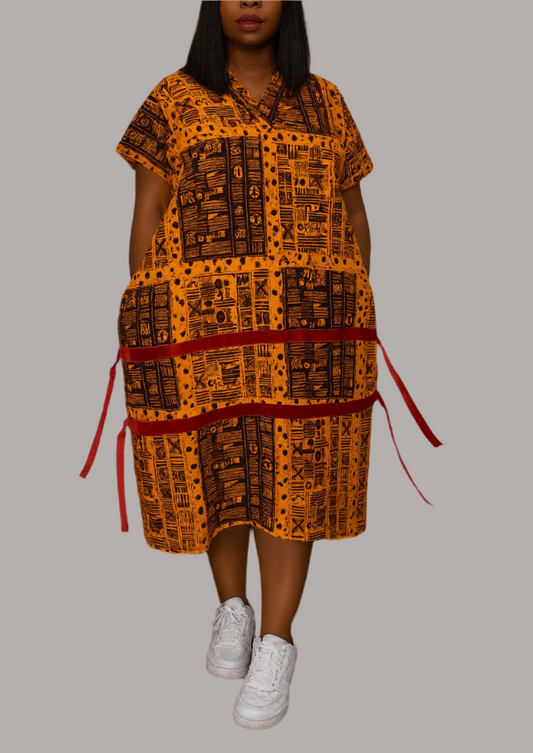 Atilola Ankara Dress -Orange