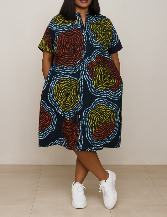 Atilola Ankara Dress - Black Multi
