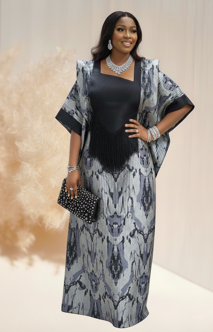 Amara Midnight Silver Luxe Boubou – Ishesi